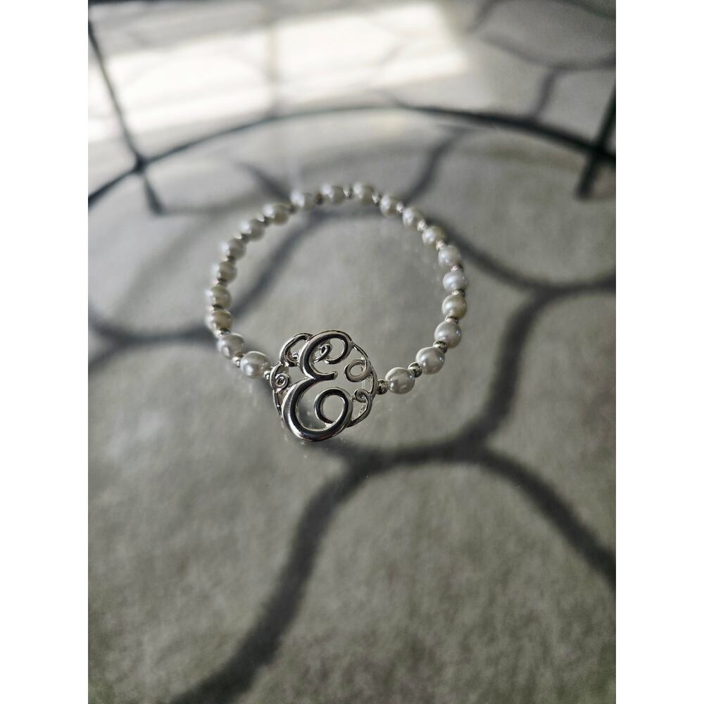 Bansri Pearl Initial Bracelet E New